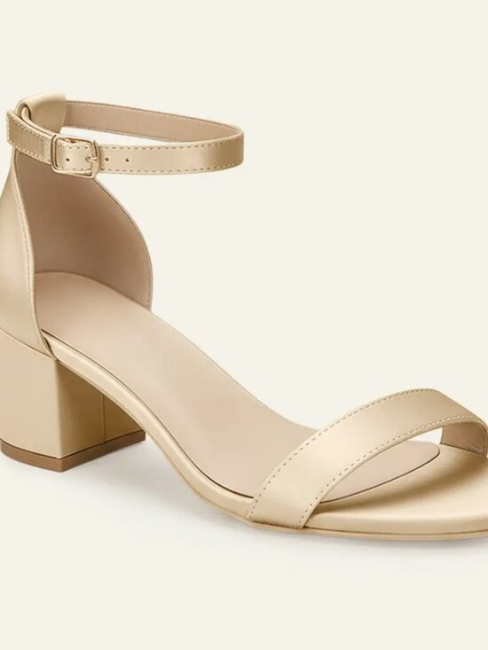 Shoes - Satin one strap block heels champagne wedding bridesmaid size 6 NEW